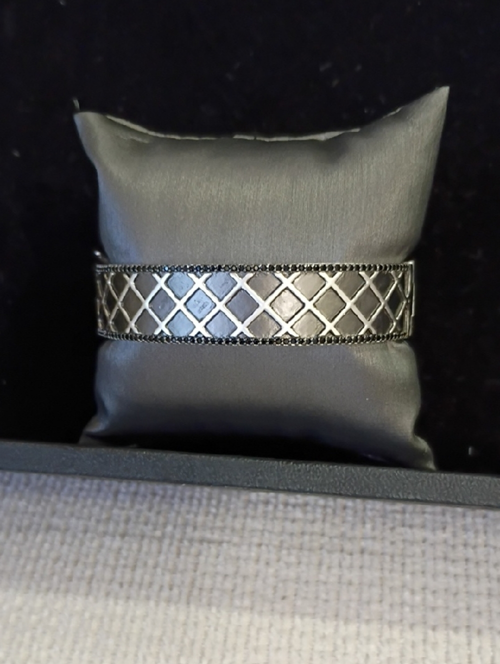 Freida Rothman Silver-Tone Lattice Pattern Cuff Bracelet